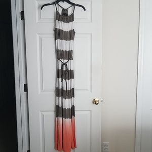 Design History Brown and Coral Maxi Dress
